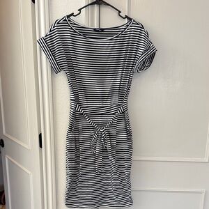 Striped Black and White Cotton T-Shirt Dress